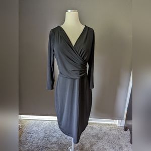 The Limited,faux wrap dress, 3/4 long sleeve black (M)